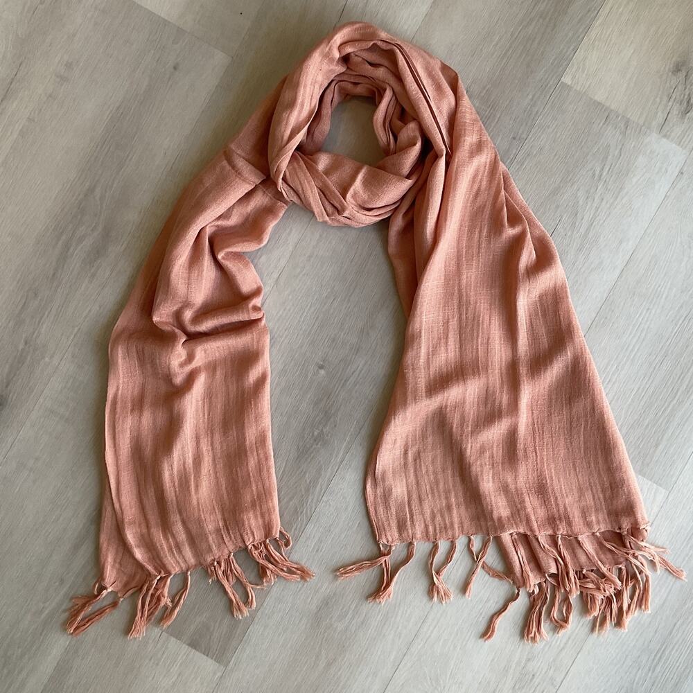 Long Tasseled Coral Scarf 82 x 36